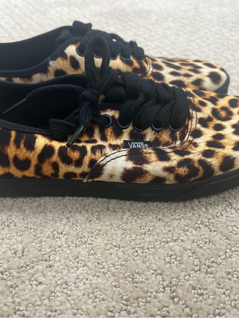 Vans Leopard Print Low-Top Sneakers in Black and Brown